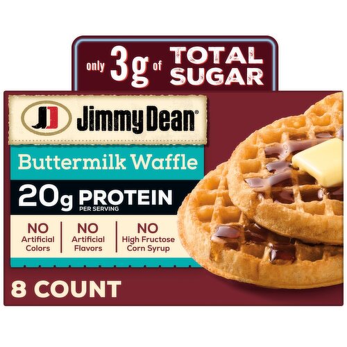 Jimmy Dean® Protein Buttermilk Waffles Fully Cooked Frozen Breakfast 8 Count - 11.28 oz