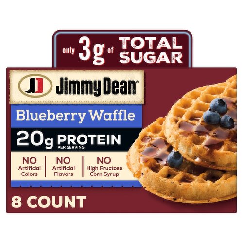 Jimmy Dean® Protein Blueberry Waffles Fully Cooked Frozen Breakfast 8 Count - 11.28 oz