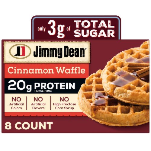 Jimmy Dean® Protein Cinnamon Waffles Fully Cooked Frozen Breakfast 8 Count - 11.28 oz