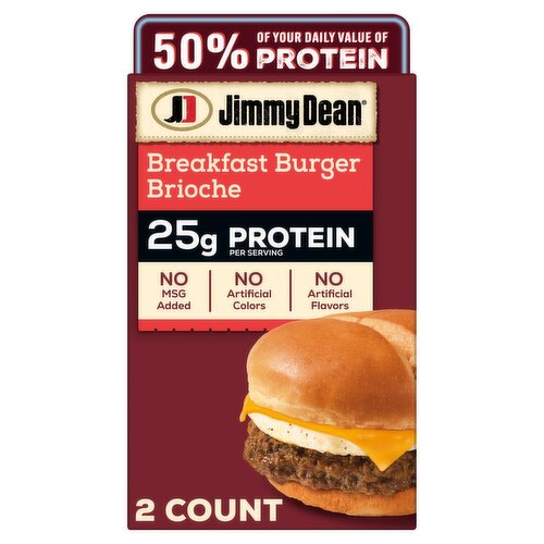 Jimmy Dean® Protein Breakfast Burger Brioche Fully Cooked Frozen Sandwiches - 2 Count