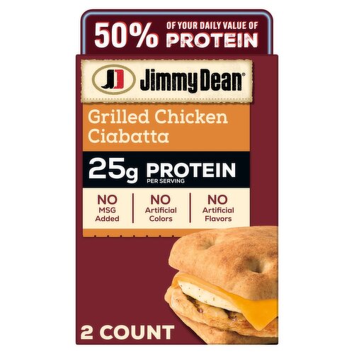 Jimmy Dean® Protein Breakfast Chicken Ciabatta Fully Cooked Frozen Sandwiches - 2 Count