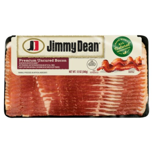 Jimmy Dean Premium Uncured Bacon, 12 oz