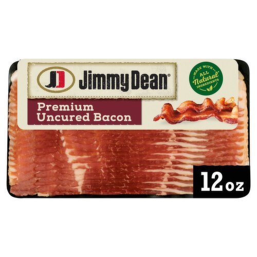 Jimmy Dean® Premium Uncured Bacon, All Natural* Hickory Smoked, 12 oz