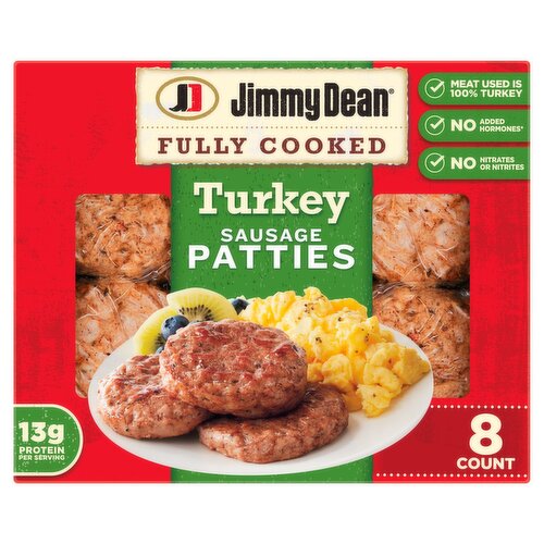 Jimmy Dean Fully Cooked Turkey Sausage Patties, 8 count, 9.6 oz