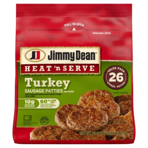 Jimmy Dean Heat 'n Serve Turkey Sausage Patties Value Pack, 26 count, 23.9 oz