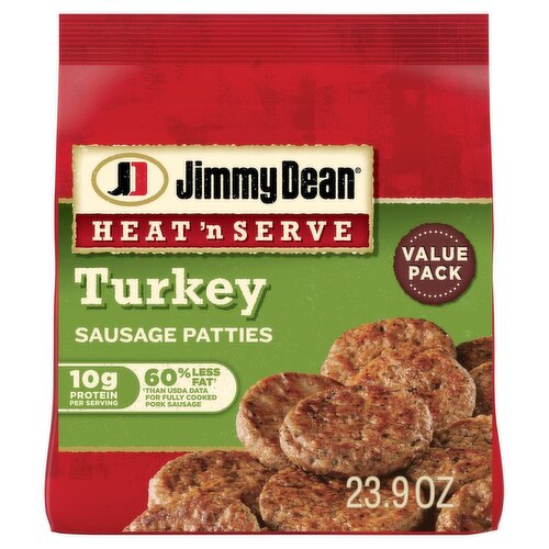 Jimmy Dean Heat 'n Serve Turkey Sausage Patties Value Pack, 23.9 oz