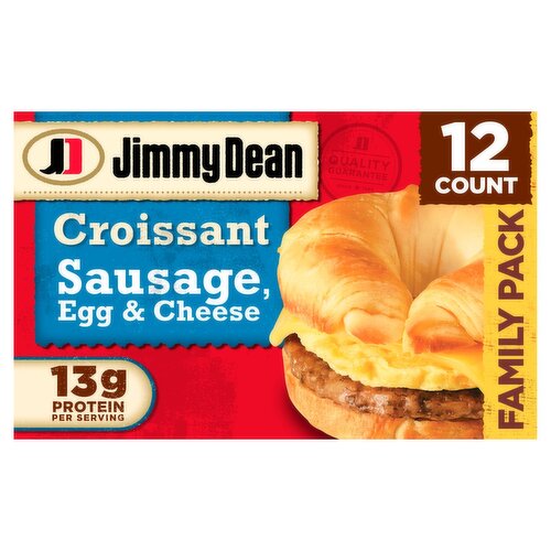 Jimmy Dean Croissant Sausage, Egg & Cheese Sandwiches Family Pack, 12 count, 54 oz