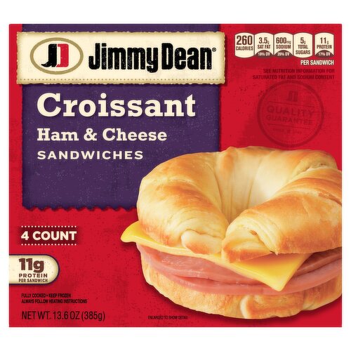 Jimmy Dean Croissant Ham & Cheese Sandwiches, 4 count, 13.6 oz