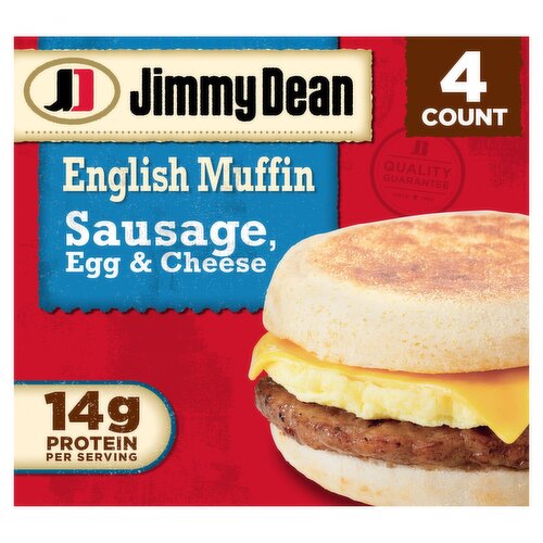 Jimmy Dean English Muffin Pork and Chicken Sausage, Egg, and Cheese Sandwiches, 4 count, 18.4 oz