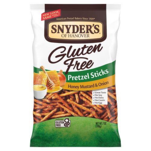 Snyder's of Hanover Gluten Free Honey Mustard & Onion Pretzel Sticks, 7 oz