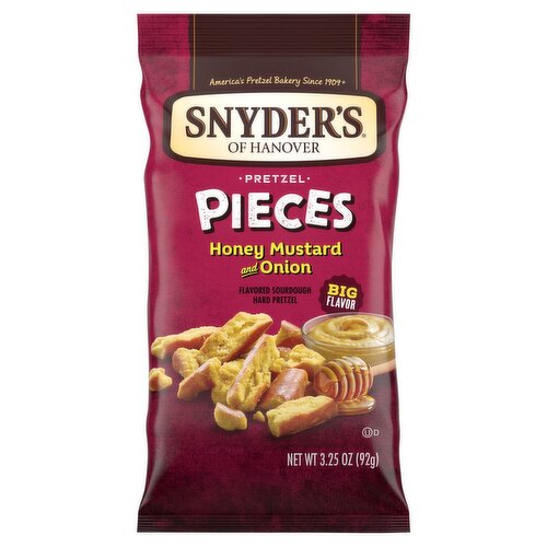 Snyder's of Hanover Honey Mustard and Onion Flavored Sourdough Hard Pretzel Pieces, 3.25 oz