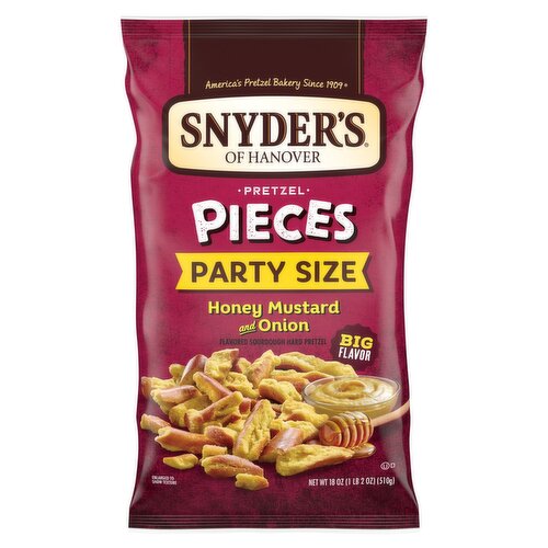Snyder's of Hanover Honey Mustard and Onion Flavored Sourdough Hard Pretzel Pieces Party Size, 18 oz