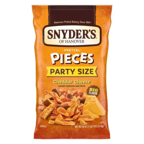 Snyder's of Hanover Cheddar Cheese Flavored Sourdough Hard Pretzel Pieces Party Size, 18 oz