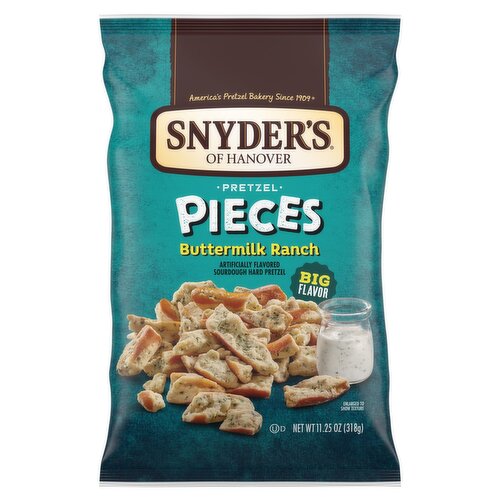 Snyder's of Hanover Buttermilk Ranch Flavored Sourdough Hard Pretzel Pieces, 11.25 oz