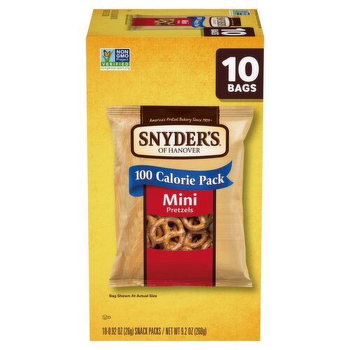 Snyder's of Hanover 100 Calorie Pack Mini Pretzels, 0.92 oz, 10 count