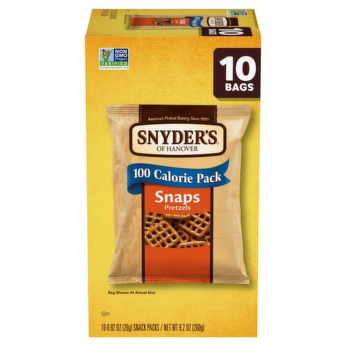 Snyder's of Hanover 100 Calorie Pack Snaps Pretzels, 0.92 oz, 10 count