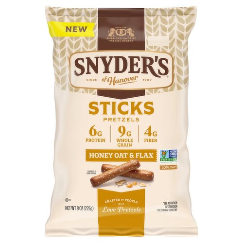 Snyder's of Hanover Honey Oat & Flax Pretzels Sticks, 8 oz