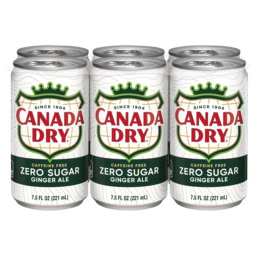 Canada Dry Zero Sugar Ginger Ale, 7.5 fl oz, 6 count