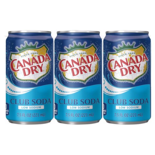 Canada Dry Low Sodium Club Soda, 6 count, 7.5 fl oz