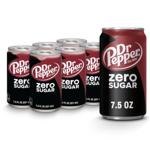 Dr Pepper Zero Sugar Soda, 6 count, 221 ml