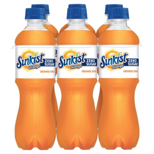 Sunkist Zero Sugar Orange Soda, 6 count, 16.9 fl oz