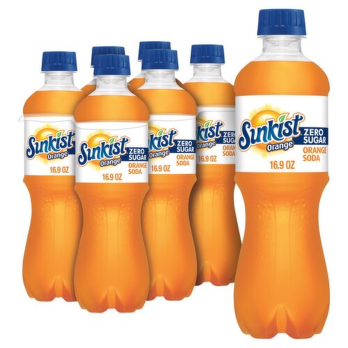 Sunkist Zero Sugar Orange Soda, 6 count, 16.9 fl oz