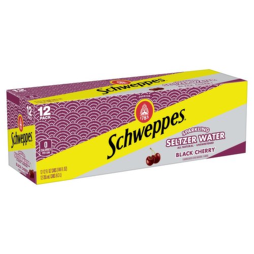 Schweppes Black Cherry Sparkling Seltzer Water, 12 fl oz, 12 count