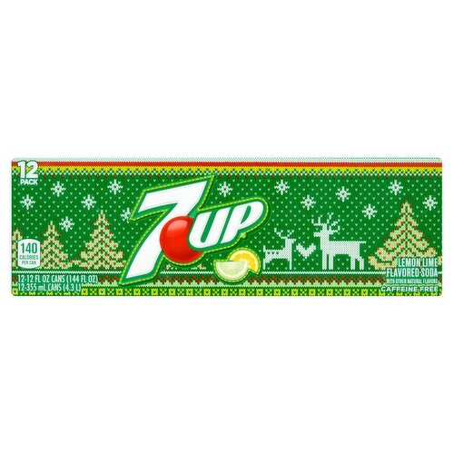 7UP Lime Lemon Flavored Soda, 12 fl oz, 12 count