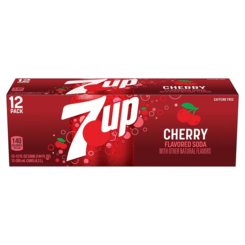 7UP Cherry Flavored Soda, 12 fl oz, 12 count