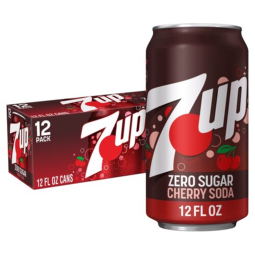 7UP Zero Sugar Cherry Soda, 12 fl oz, 12 count