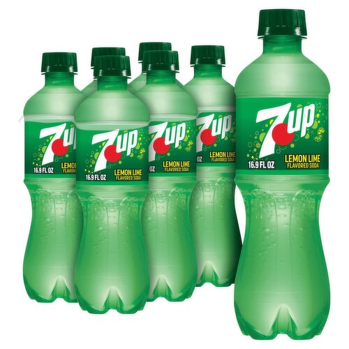 7UP Lemon Lime Flavored Soda, 6 count, 16.9 fl oz