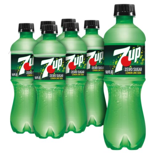 7UP Zero Sugar Lemon Lime Soda, 6 count, 16.9 fl oz