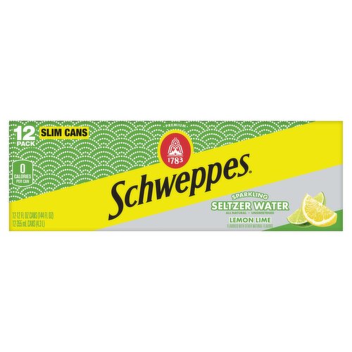 Schweppes Premium Lemon Lime Unsweetened Sparkling Seltzer Water, 12 fl oz, 12 count