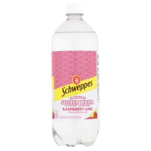 Schweppes Raspberry Lime Unsweetened Sparkling Seltzer Water, 33.8 fl oz