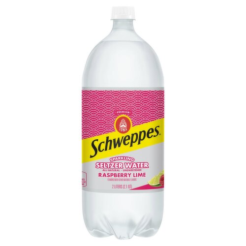 Schweppes Raspberry Lime Unsweetened Sparkling Seltzer Water, 2 liter