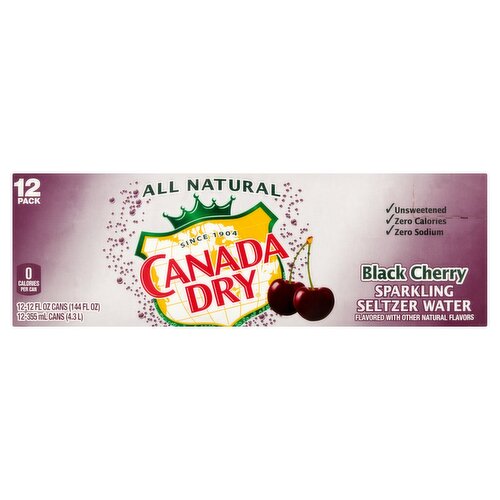 Canada Dry Black Cherry Sparkling Seltzer Water, 12 fl oz, 12 count