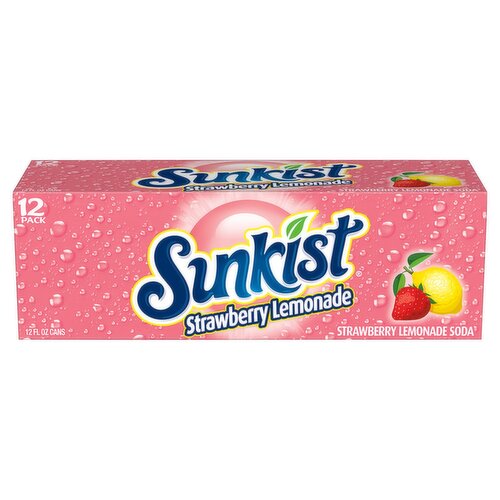 Sunkist Strawberry Lemonade Soda, 12 fl oz, 12 count ShopRite