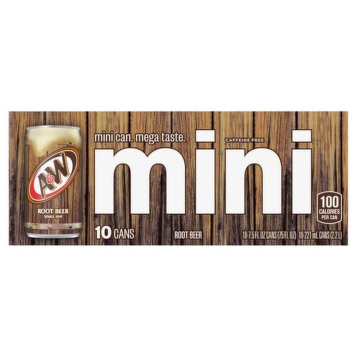 A&W Mini Root Beer, 7.5 fl oz, 10 count