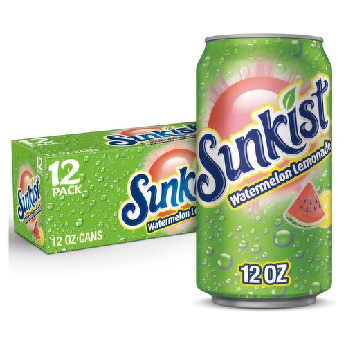 Sunkist Watermelon Lemonade Soda, 12 fl oz, 12 count