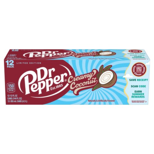 Dr Pepper Creamy Coconut Soda Limited Edition, 12 fl oz, 12 count The
