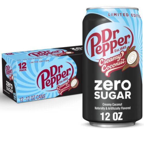 Dr Pepper Zero Sugar Creamy Coconut Soda Limited Edition, 12 fl oz, 12 count