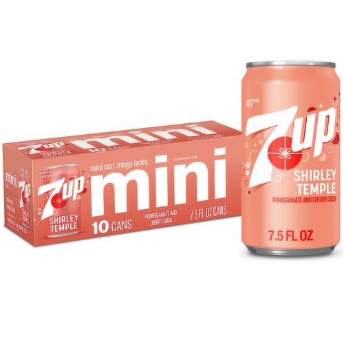 7UP Mini Shirley Temple Pomegranate and Cherry Soda Limited Edition, 7.5 fl oz, 10 count