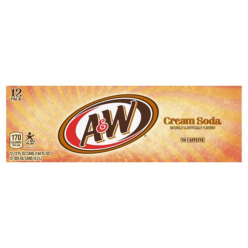 A&W Cream Soda, 355 ml, 12 count