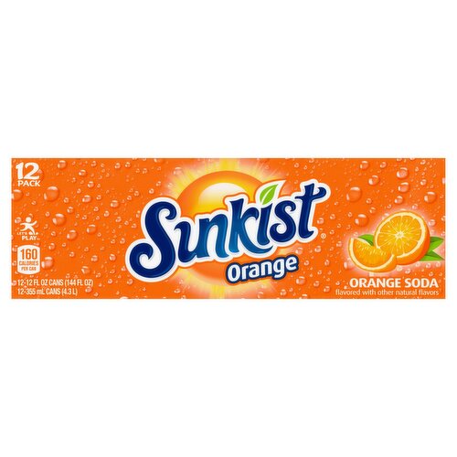 Sunkist Orange Soda, 12 fl oz, 12 count