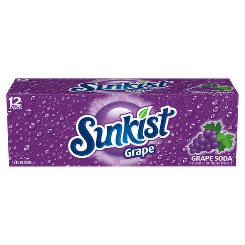 Sunkist Grape Soda, 12 fl oz, 12 count