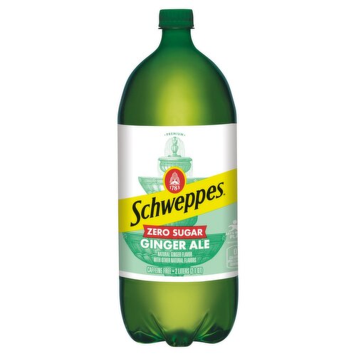 Schweppes Premium Zero Sugar Ginger Ale, 2 liters