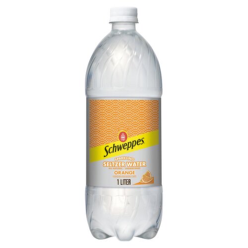 Schweppes Premium Orange Unsweetened Sparkling Seltzer Water, 1 liter