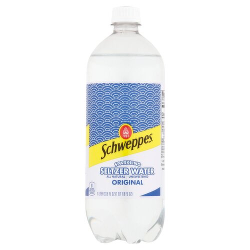 Schweppes Original Unsweetened Sparkling Seltzer Water, 33.8 fl oz