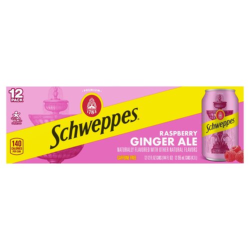 Schweppes Premium Raspberry Ginger Ale, 12 fl oz, 12 count