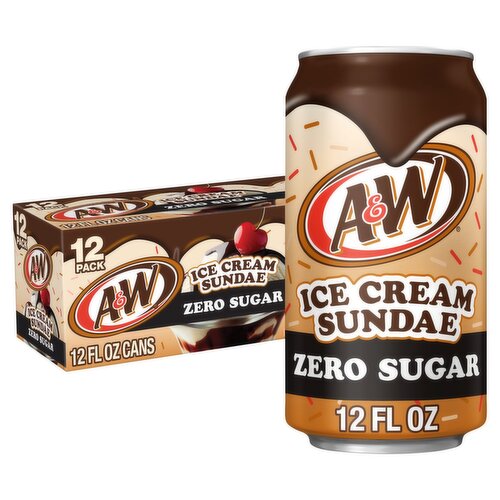 A&W Zero Sugar Ice Cream Sundae Soda Limited Edition, 12 fl oz, 12 count